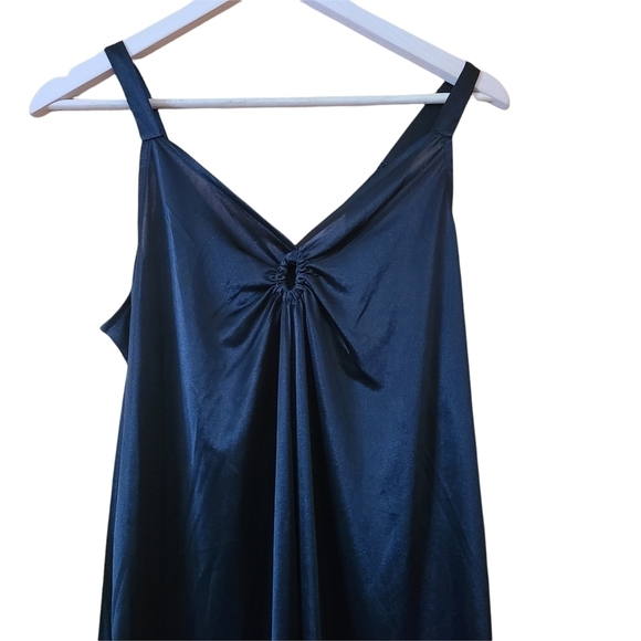 Carroll Reed black satin pull-over sleeveless v-neck  slip nightie sexy lingere - Picture 9 of 10
